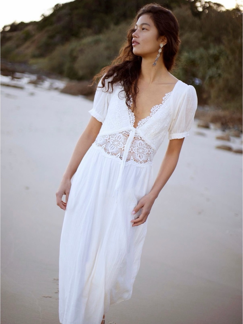 NWT Free People All You Need is Lace Midi Dress in White